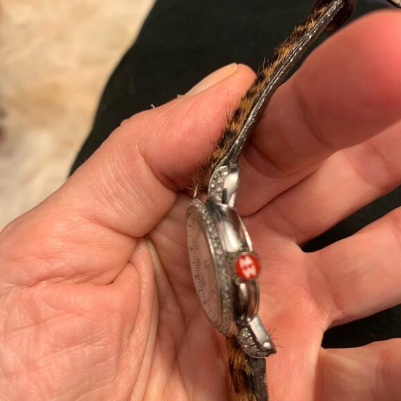 vintage MICHELE CDX DIAMOND WATCH LEOPARD BAND - Picture 7 of 8